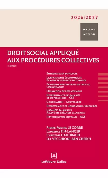 Droit social appliqué aux procédures collectives 2026/2027