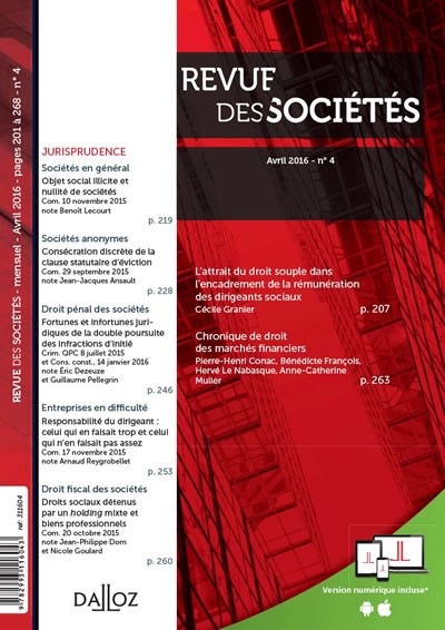 Revue des sociétés - Pour maîtriser tous les aspects du droit des sociétés
