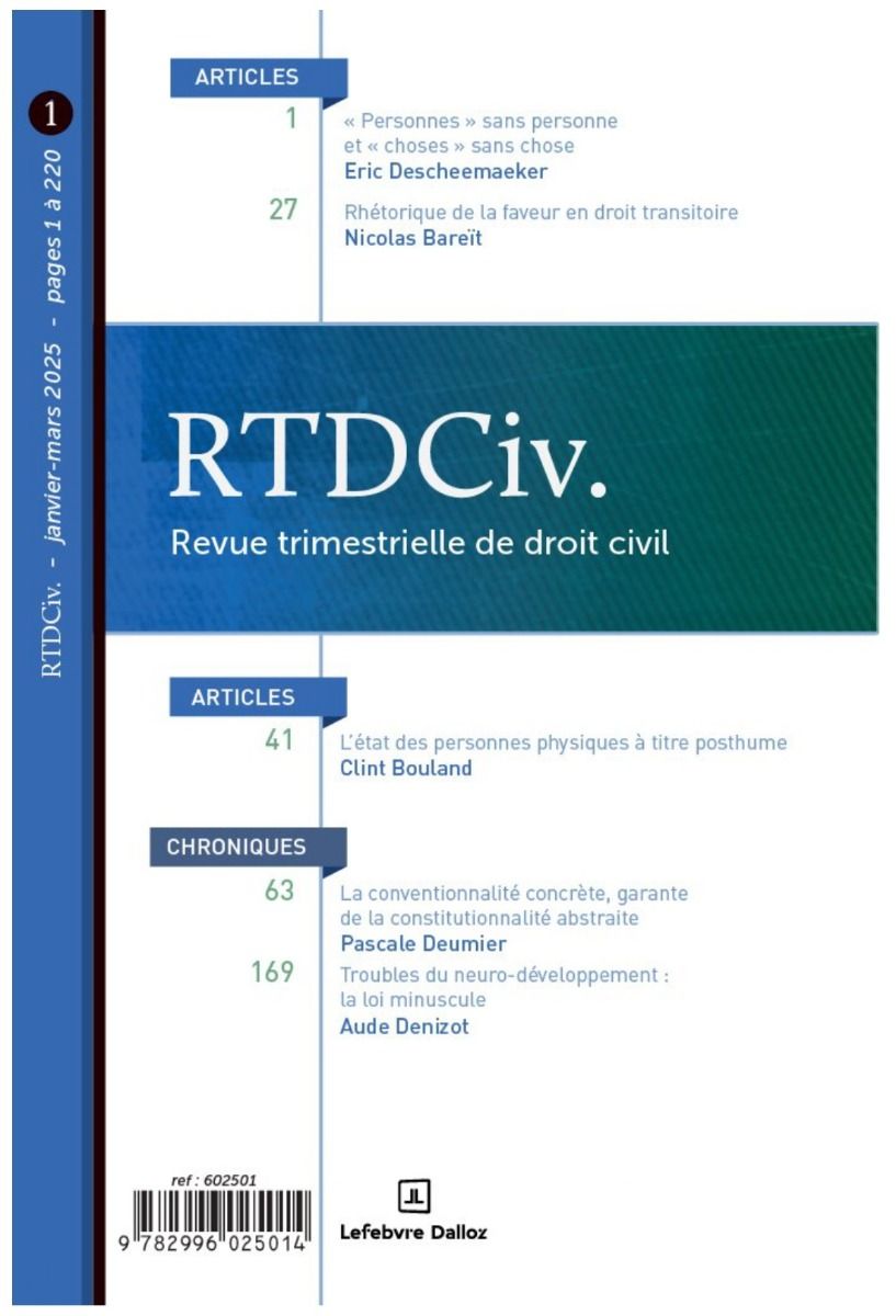 RTDCiv: Revue trimestrielle de droit civil  - Dalloz