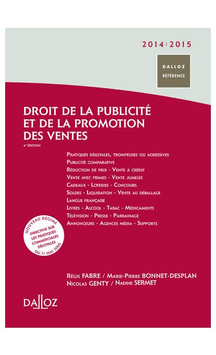 Droit de la publicité et de la promotion des ventes 2014/2015