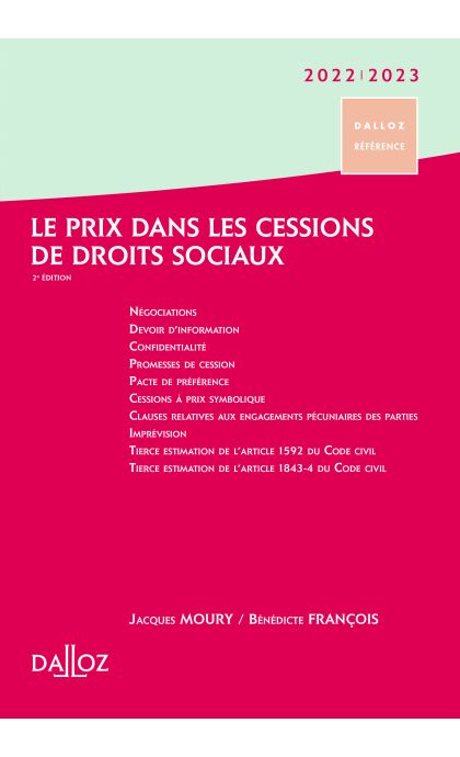 Le prix dans les cessions de droits sociaux 2022/2023
