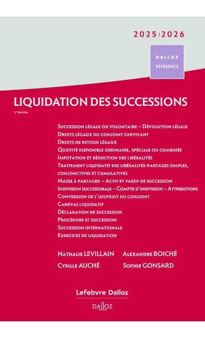 Liquidation des successions 2025/2026