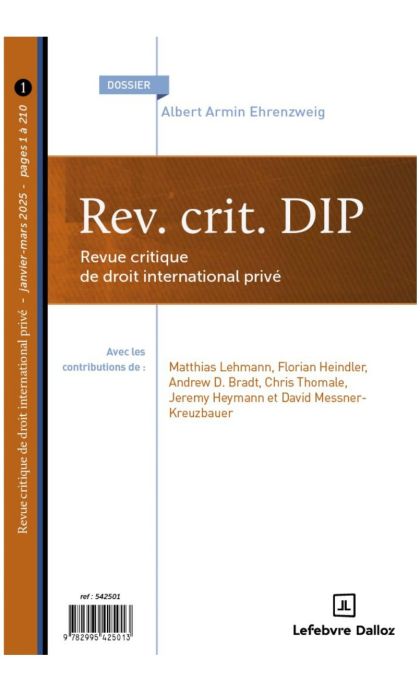 Revue critique de droit international privé
