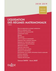 Liquidation des régimes matrimoniaux 2018/2019