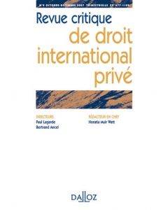 Revue critique de droit international privé
