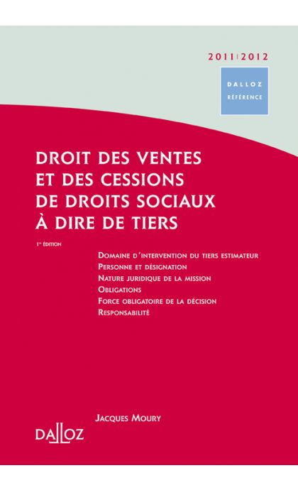 Droit des ventes et des cessions de droits sociaux à dire de tiers 2011/2012