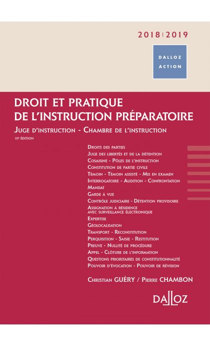 Droit et pratique de l'instruction préparatoire 2018/19