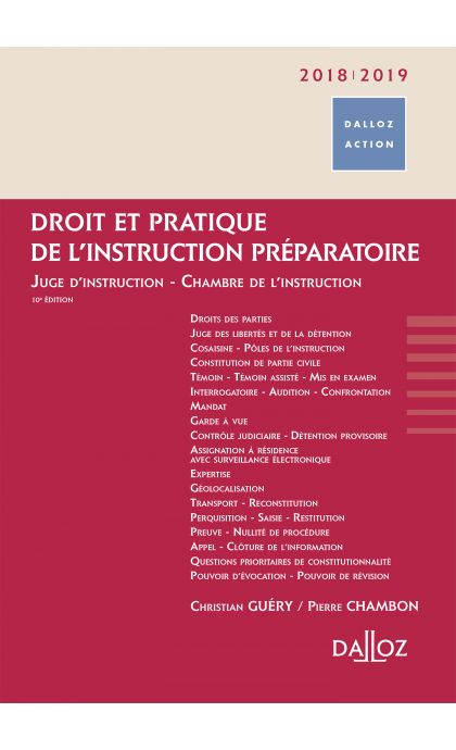 Droit et pratique de l'instruction préparatoire 2018/19