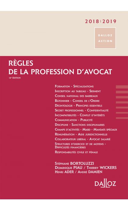 Règles de la profession d'avocat 2018/2019