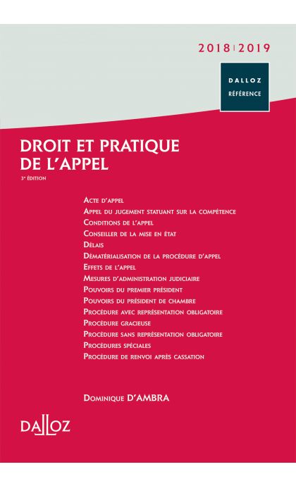 Droit et pratique de l'appel 2018/2019