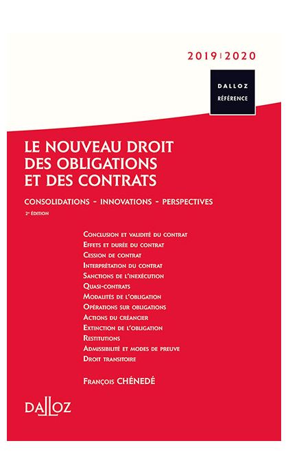 Le nouveau droit des obligations et des contrats 2019/2020