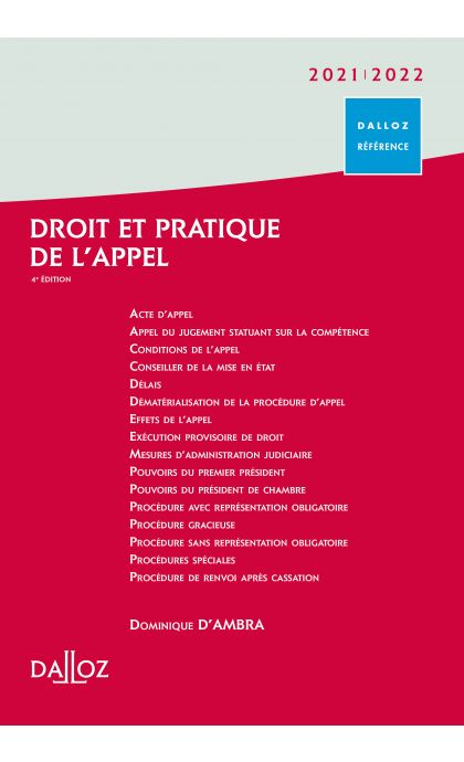 Droit et pratique de l'appel 2021/2022
