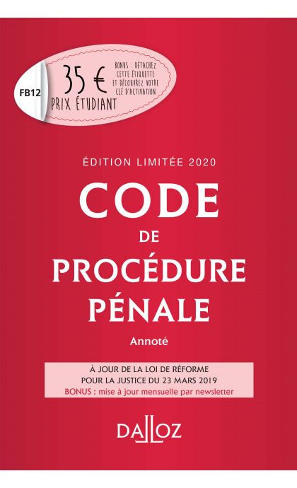Code de procédure pénale 2020 annoté. Édition limitée