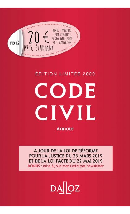Code civil 2020 annoté. Édition limitée