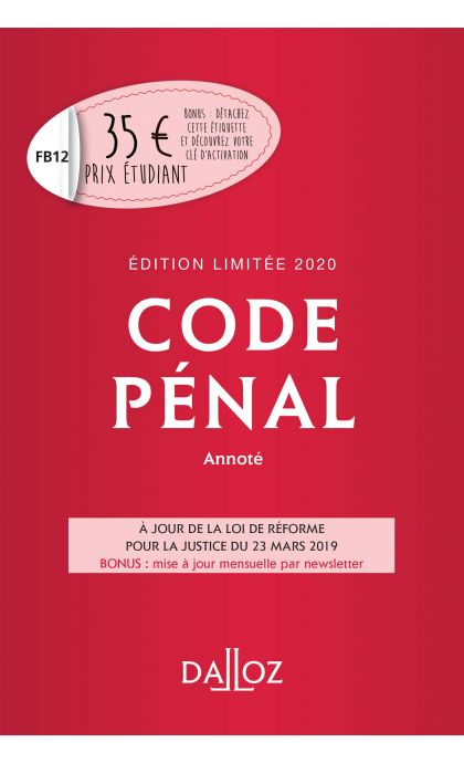 Code pénal 2020 annoté. Édition limitée