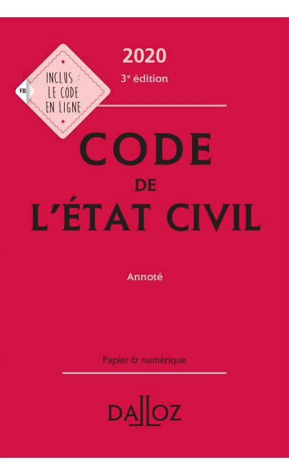 Code de l'état civil 2020, annoté