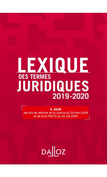 Lexique des termes juridiques 2019-2020