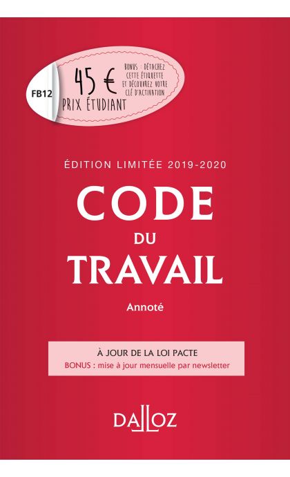 Code du travail annoté, Édition limitée 2019-2020