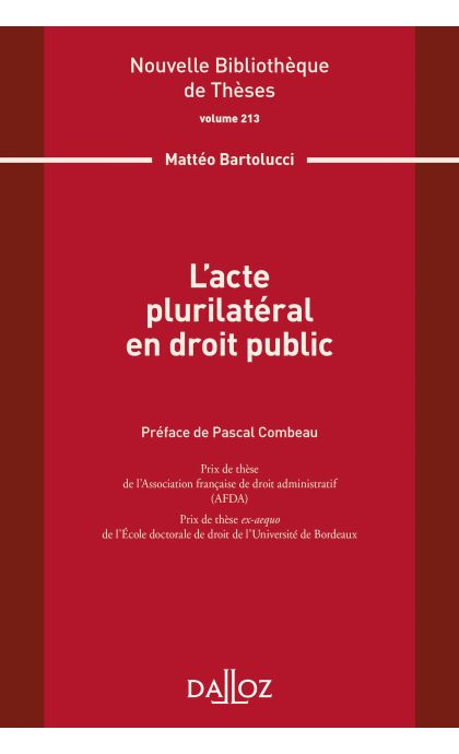 Lacte plurilatéral en droit public. Volume 213