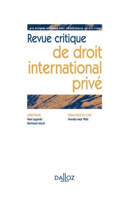 Revue critique de droit international privé (-50% sur votre Revue 2021)