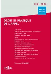 Droit et pratique de l'appel 2021/2022
