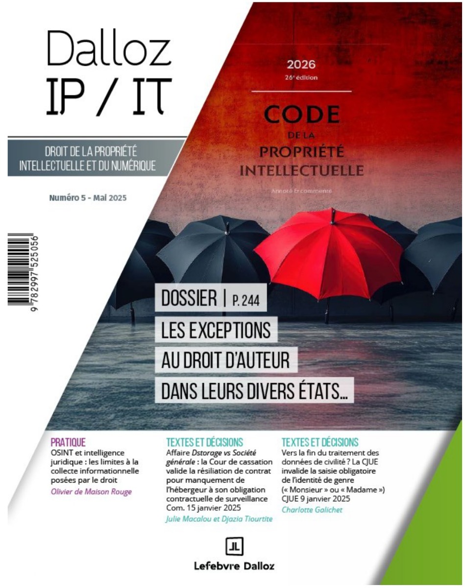 Dalloz IP/IT - Droit de la propriété intellectuelle et du numérique
